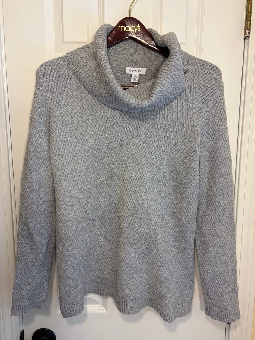 Calvin Klein Cowl Neck Sweater | Women’s Small | Heather Gray Textured Knit Pull